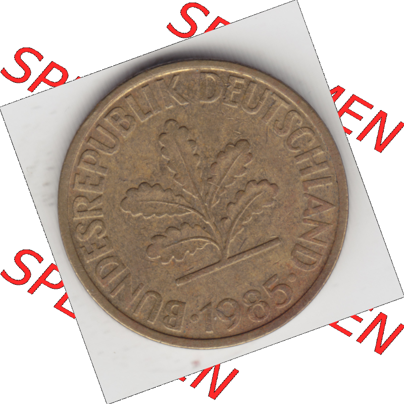 BRD Münze Deutschland Original Bild in PNG 1950-2001, Zehn 10 Pfennig 1985 D-01 Original Vorderseite Farbe (1) Sammlung