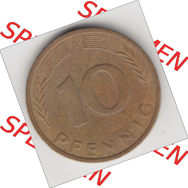 BRD Münze Deutschland Original Bild in PNG 1990-2001, Zehn 10 Pfennig 1991 A-04 Original Rückseite Farbe (1) Sammlung