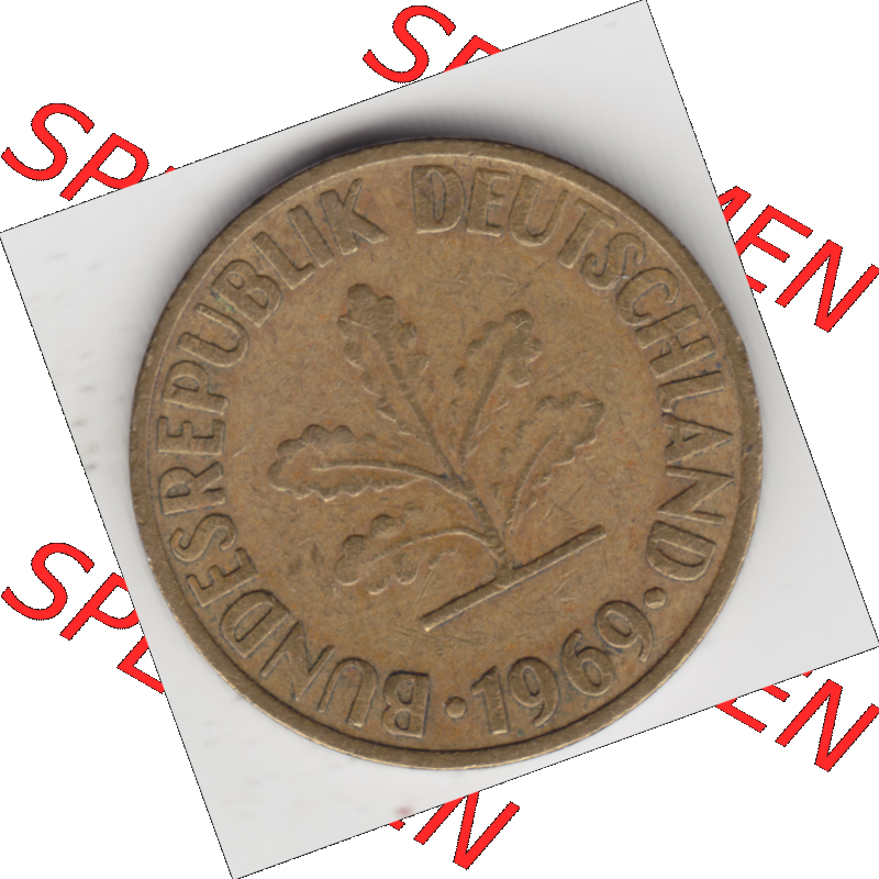 BRD Münze Deutschland Original Bild in PNG 1950-2001, Zehn 10 Pfennig 1969 F-01 Original Vorderseite Farbe (1) Sammlung