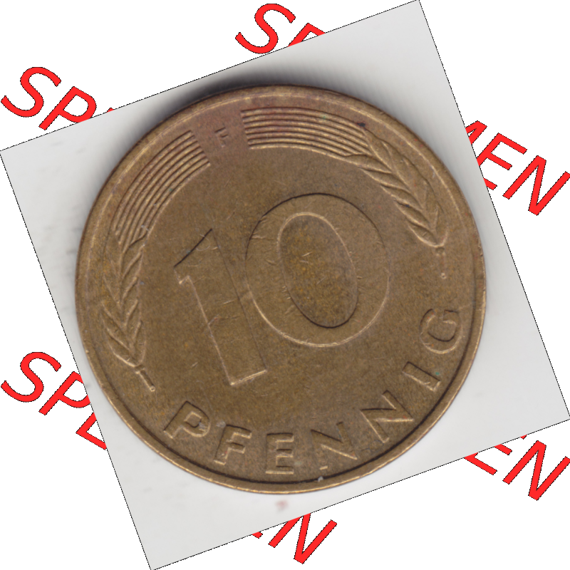BRD Münze Deutschland Original Bild in PNG 1950-2001, Zehn 10 Pfennig 1980 F-01 Original Rückseite Farbe (1) Sammlung