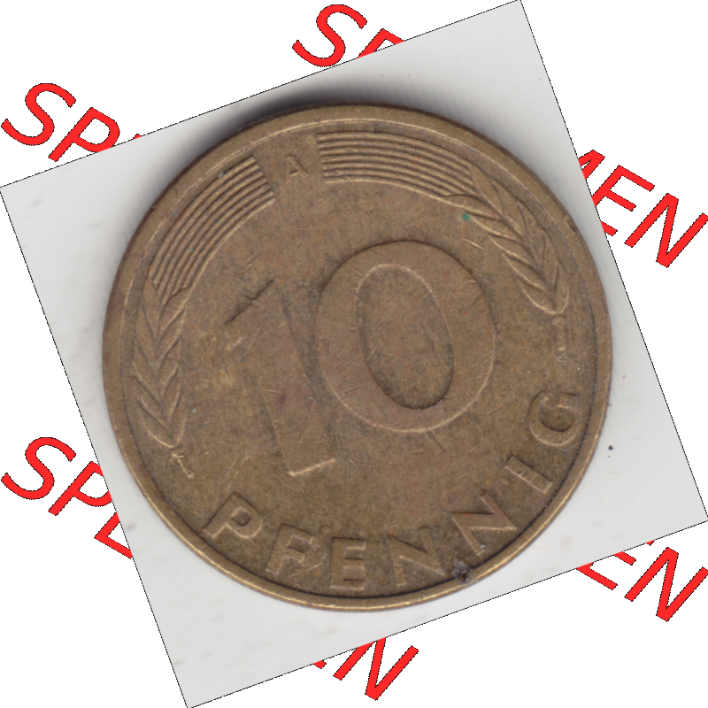 BRD Münze Deutschland Original Bild in PNG 1990-2001, Zehn 10 Pfennig 1991 A-03 Original Rückseite Farbe (1) Sammlung