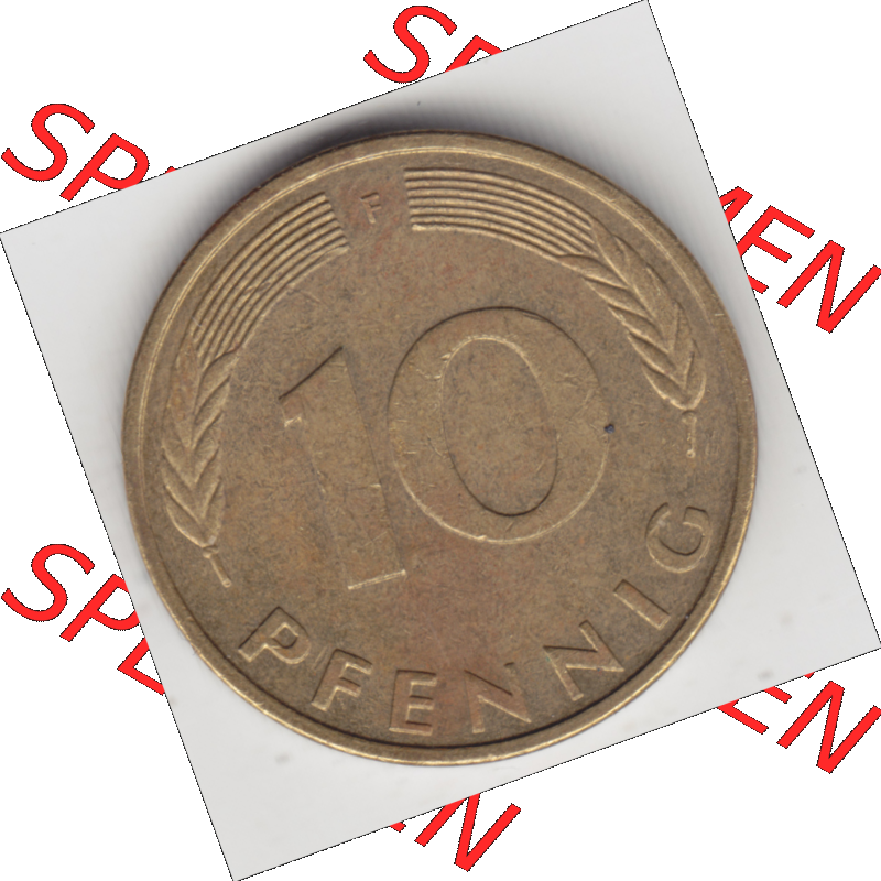 BRD Münze Deutschland Original Bild in PNG 1950-2001, Zehn 10 Pfennig 1993 F-01 Original Rückseite Farbe (1) Sammlung