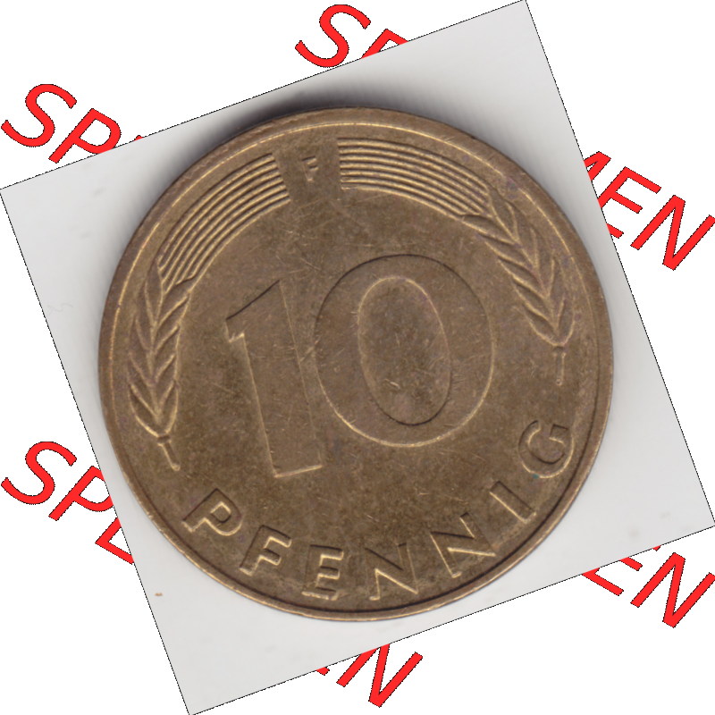 BRD Münze Deutschland Original Bild in PNG 1950-2001, Zehn 10 Pfennig 1991 F-01 Original Rückseite Farbe (1) Sammlung
