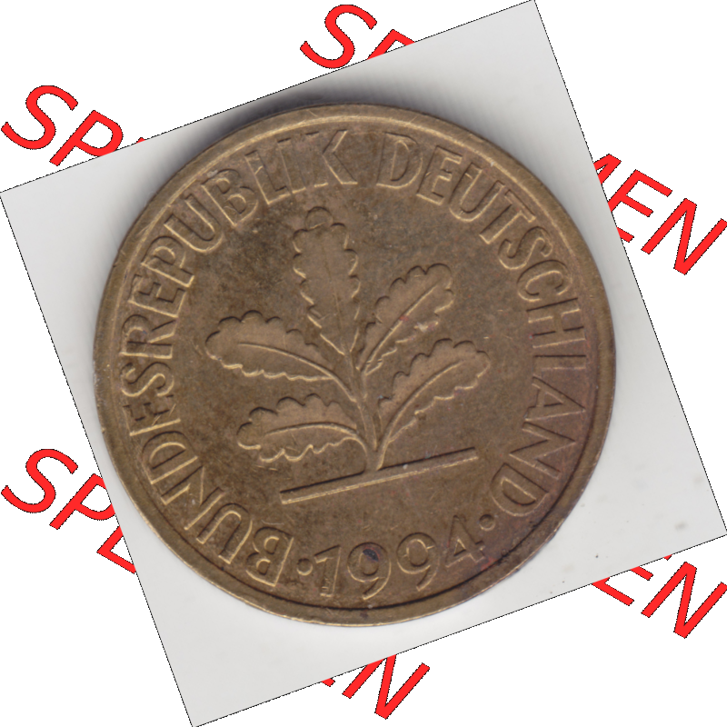 BRD Münze Deutschland Original Bild in PNG 1950-2001, Zehn 10 Pfennig 1994 D-03 Original Vorderseite Farbe (1) Sammlung