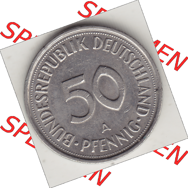 BRD Münze Deutschland Original Bild in PNG 1990-2001, Fünfzig 50 Pfennig 1991 A Original Rückseite Farbe (1) - Das farbiges Digital Bild / Foto der 50 Pfennig Münze... Sammlung