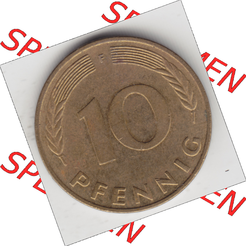 BRD Münze Deutschland Original Bild in PNG 1950-2001, Zehn 10 Pfennig 1989 F-02 Original Rückseite Farbe (1) Sammlung
