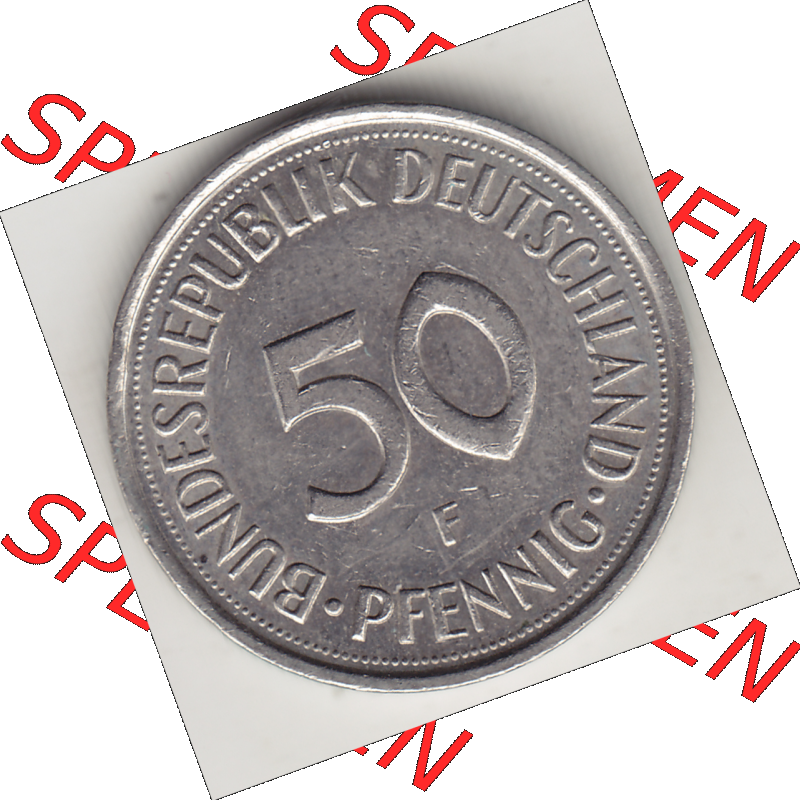 BRD Münze Deutschland Original Bild in PNG 1950-2001, Fünfzig 50 Pfennig 1992 F Original Rückseite Farbe (1) - Das farbiges Digital Bild / Foto der 50 Pfennig Münze... Sammlung