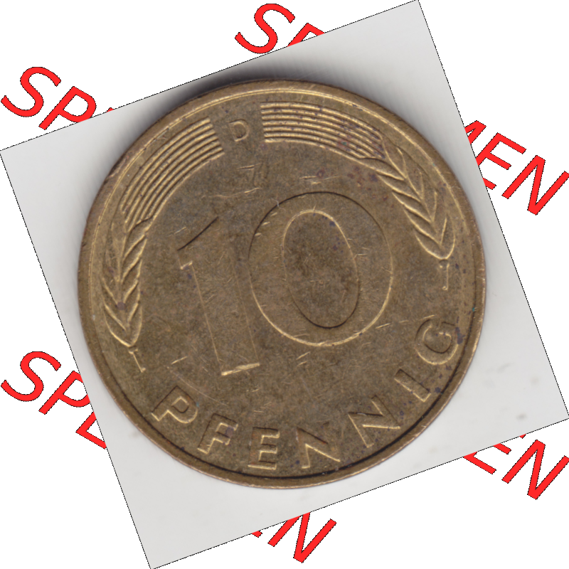 BRD Münze Deutschland Original Bild in PNG 1950-2001, Zehn 10 Pfennig 1991 D-10 Original Rückseite Farbe (1) Sammlung