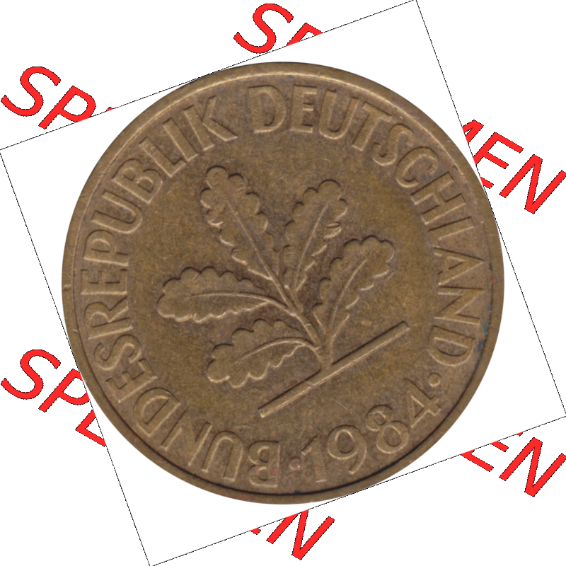 BRD Münze Deutschland Original Bild in PNG 1950-2001, Zehn 10 Pfennig 1984 G-01 VS ausgeschnitten Farbe (1) Sammlung
