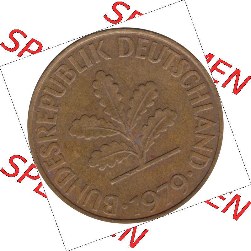 BRD Münze Deutschland Original Bild in PNG 1950-2001, Zehn 10 Pfennig 1979 G-01 VS ausgeschnitten Farbe (1) Sammlung