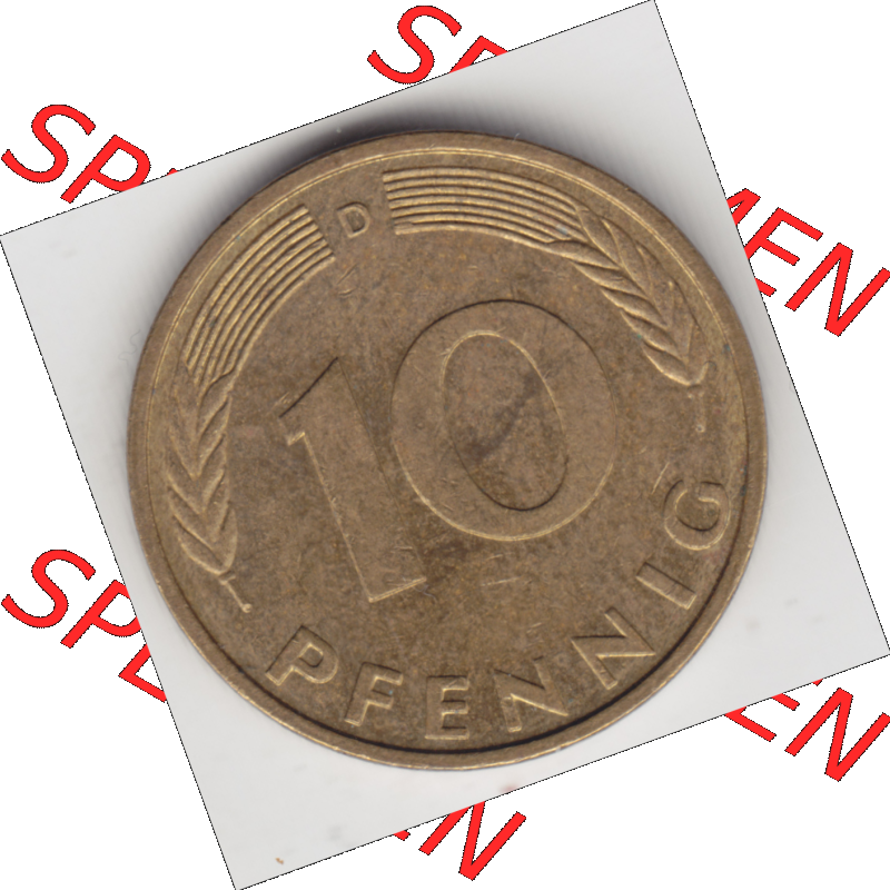 BRD Münze Deutschland Original Bild in PNG 1950-2001, Zehn 10 Pfennig 1995 D-01 Original Rückseite Farbe (1) Sammlung