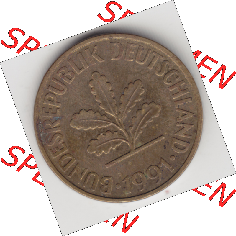 BRD Münze Deutschland Original Bild in PNG 1950-2001, Zehn 10 Pfennig 1991 D-02 Original Vorderseite Farbe (1) Sammlung