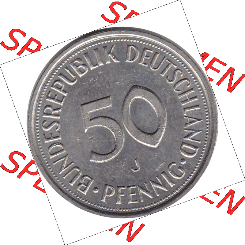 BRD Münze Deutschland Original Bild in PNG 1950-2001, Fünfzig 50 Pfennig 1991 J RS ausgeschnitten Farbe (1) - Das farbiges Digital Bild / Foto der 50 Pfennig Münze der... Sammlung