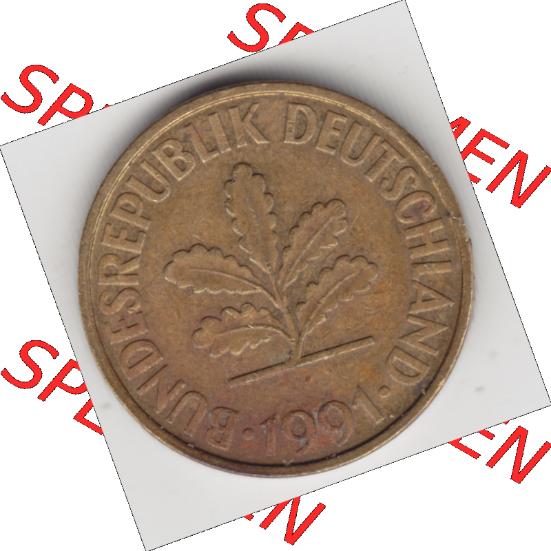 BRD Münze Deutschland Original Bild in PNG 1950-2001, Zehn 10 Pfennig 1991 F-07 Original Vorderseite Farbe (1) Sammlung