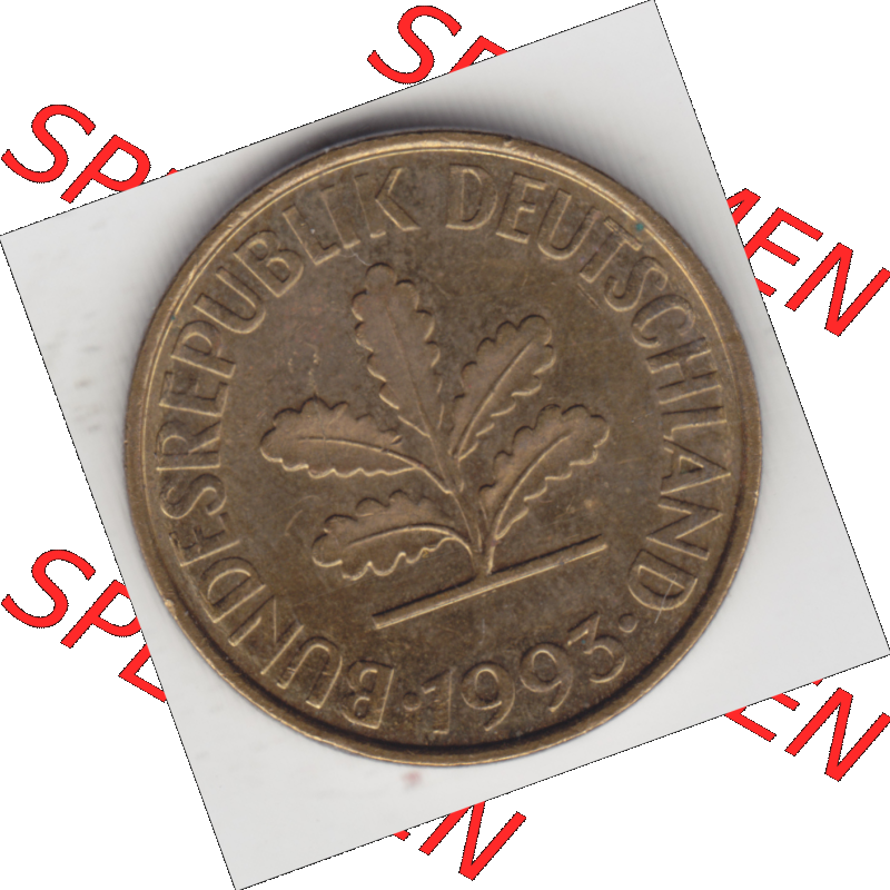 BRD Münze Deutschland Original Bild in PNG 1990-2001, Zehn 10 Pfennig 1993 A-01 Original Vorderseite Farbe (1) Sammlung