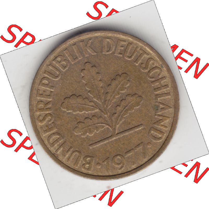 BRD Münze Deutschland Original Bild in PNG 1950-2001, Zehn 10 Pfennig 1977 D-01 Original Vorderseite Farbe (1) Sammlung
