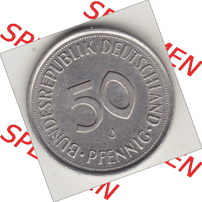 BRD Münze Deutschland Original Bild in PNG 1950-2001, Fünfzig 50 Pfennig 1994 J Original Rückseite Farbe (1) - Das farbiges Digital Bild / Foto der 50 Pfennig Münze... Sammlung