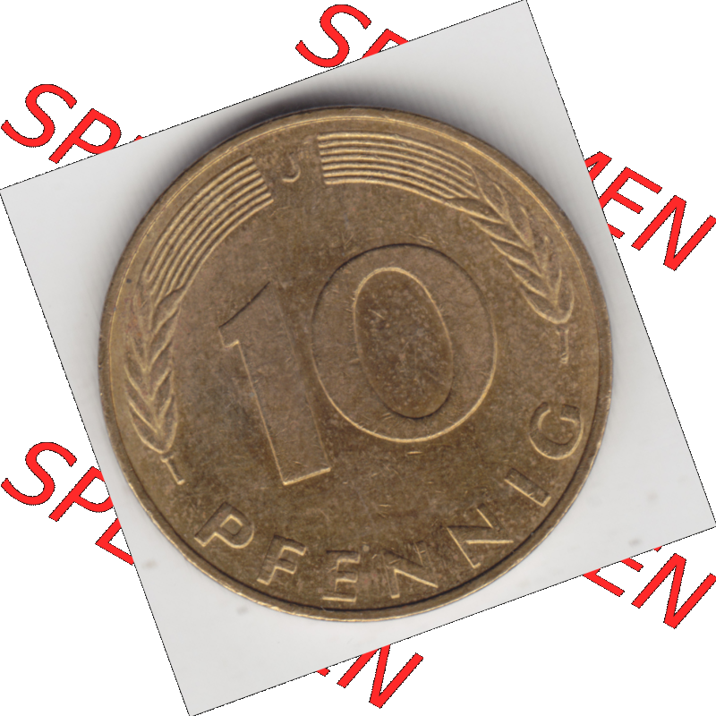 BRD Münze Deutschland Original Bild in PNG 1950-2001, Zehn 10 Pfennig 1991 J-01 Original Rückseite Farbe (1) Sammlung