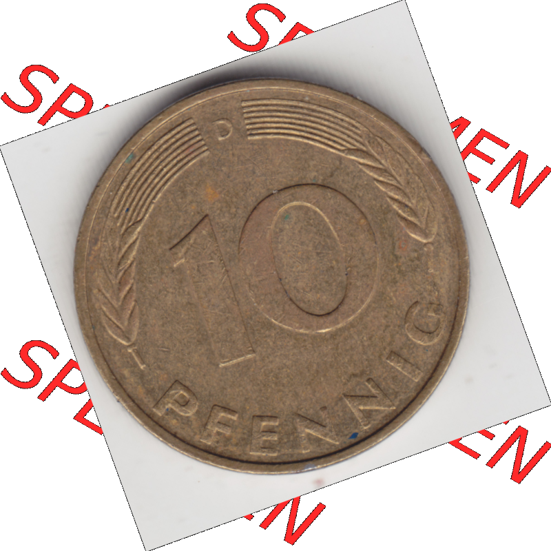 BRD Münze Deutschland Original Bild in PNG 1950-2001, Zehn 10 Pfennig 1992 D-01 Original Rückseite Farbe (1) Sammlung