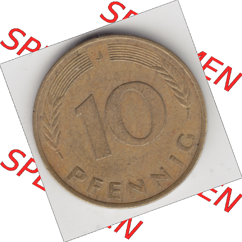 BRD Münze Deutschland Original Bild in PNG 1950-2001, Zehn 10 Pfennig 1980 J-01 Original Rückseite Farbe (1) Sammlung