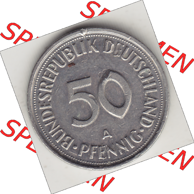 BRD Münze Deutschland Original Bild in PNG 1990-2001, Fünfzig 50 Pfennig 1993 A Original Rückseite Farbe (1) - Das farbiges Digital Bild / Foto der 50 Pfennig Münze... Sammlung