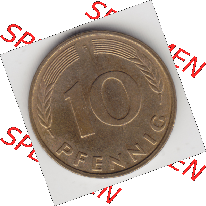 BRD Münze Deutschland Original Bild in PNG 1950-2001, Zehn 10 Pfennig 1995 F-01 Original Rückseite Farbe (1) Sammlung