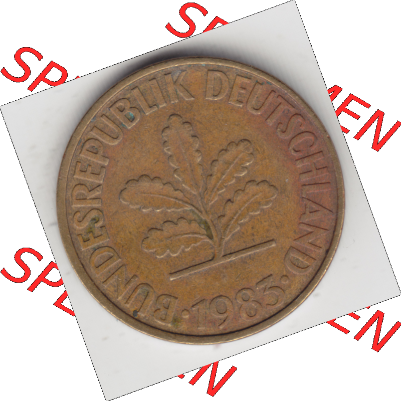 BRD Münze Deutschland Original Bild in PNG 1950-2001, Zehn 10 Pfennig 1985 F-01 Original Vorderseite Farbe (1) Sammlung