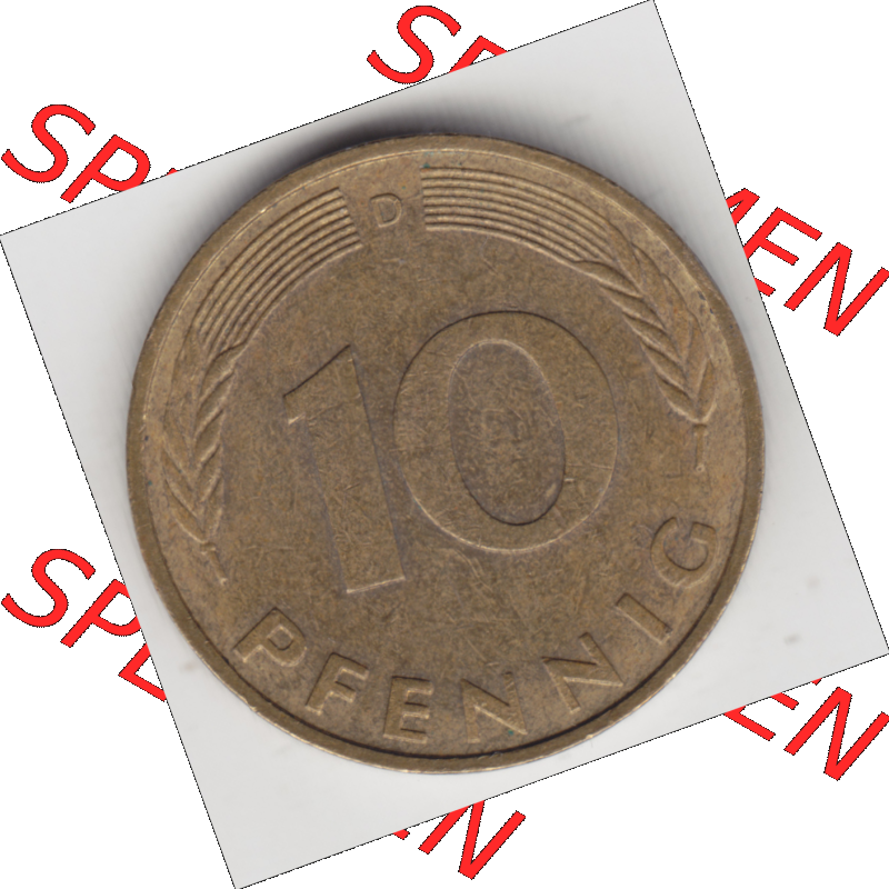 BRD Münze Deutschland Original Bild in PNG 1950-2001, Zehn 10 Pfennig 1988 D-13 Original Rückseite Farbe (1) Sammlung