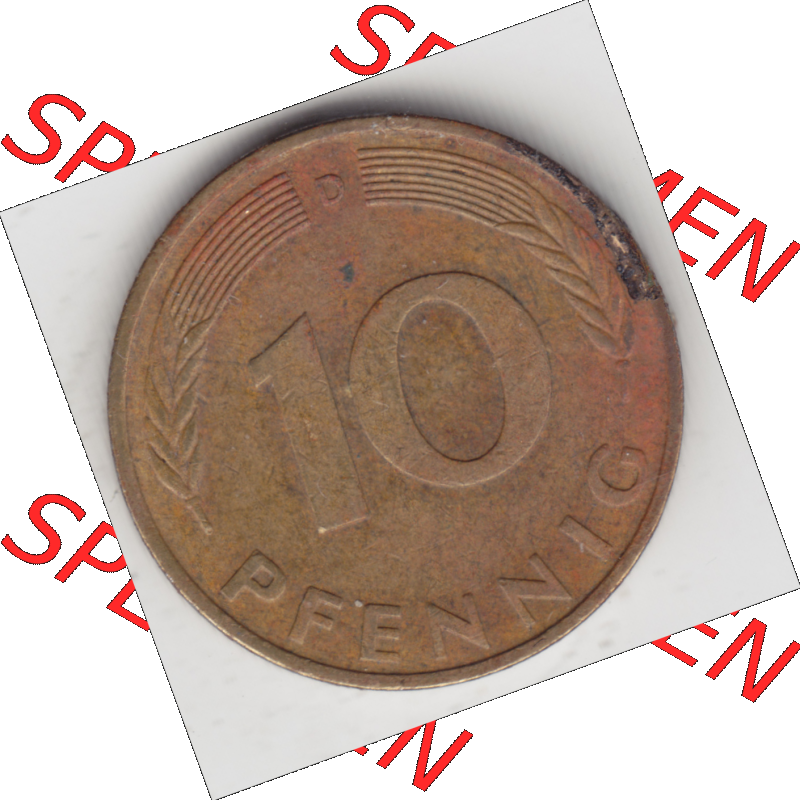 BRD Münze Deutschland Original Bild in PNG 1950-2001, Zehn 10 Pfennig 1978 D-01 Original Rückseite Farbe (1) Sammlung