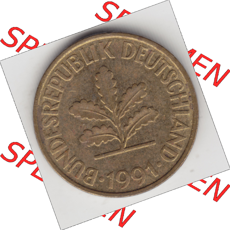 BRD Münze Deutschland Original Bild in PNG 1950-2001, Zehn 10 Pfennig 1991 D-10 Original Vorderseite Farbe (1) Sammlung