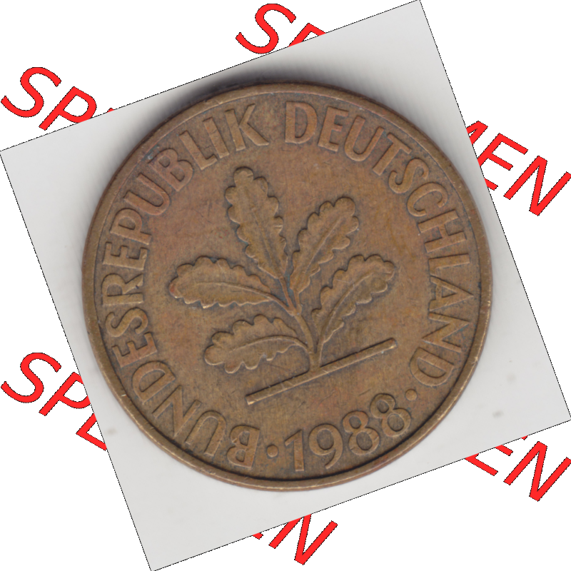 BRD Münze Deutschland Original Bild in PNG 1950-2001, Zehn 10 Pfennig 1988 D-10 Original Vorderseite Farbe (1) Sammlung