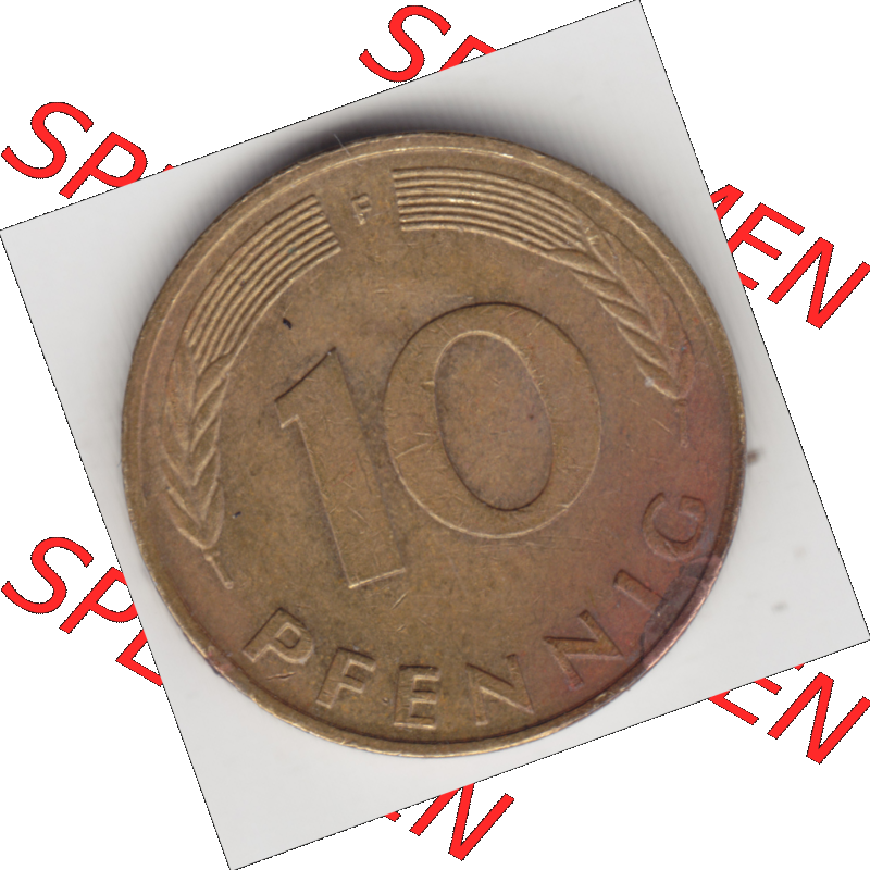 BRD Münze Deutschland Original Bild in PNG 1950-2001, Zehn 10 Pfennig 1991 F-07 Original Rückseite Farbe (1) Sammlung