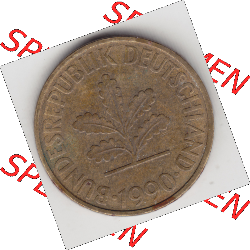 BRD Münze Deutschland Original Bild in PNG 1950-2001, Zehn 10 Pfennig 1990 J-02 Original Vorderseite Farbe (1) Sammlung