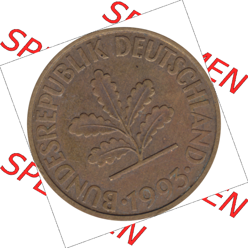 BRD Münze Deutschland Original Bild in PNG 1950-2001, Zehn 10 Pfennig 1993 G-01 VS ausgeschnitten Farbe (1) Sammlung