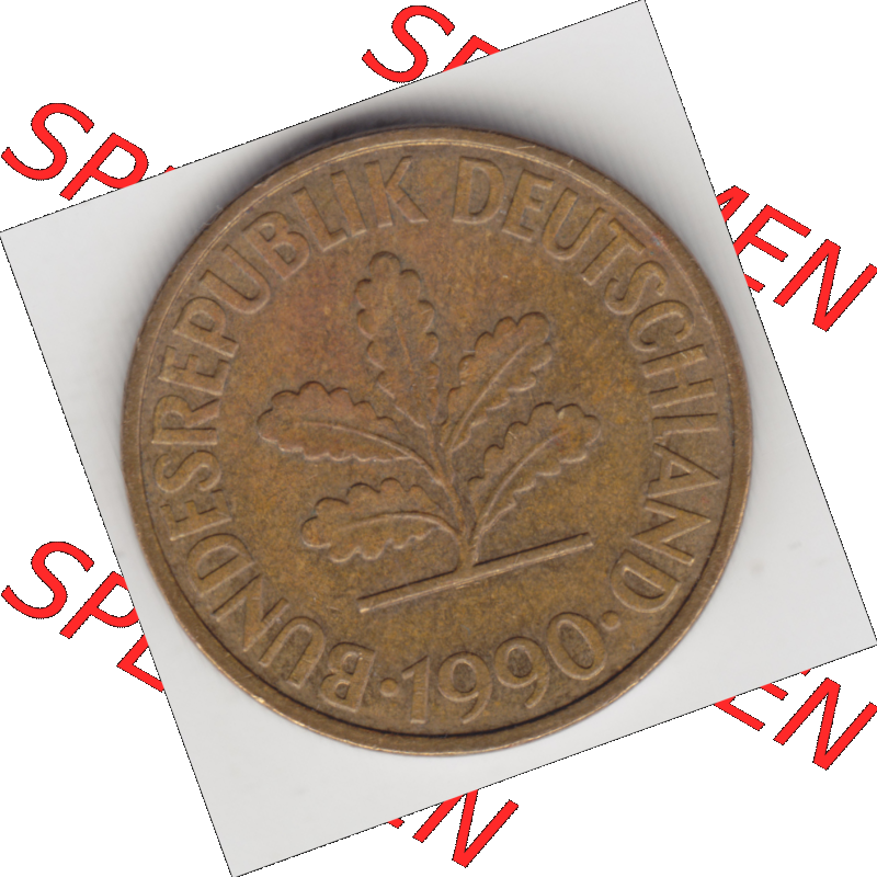 BRD Münze Deutschland Original Bild in PNG 1950-2001, Zehn 10 Pfennig 1990 J-01 Original Vorderseite Farbe (1) Sammlung