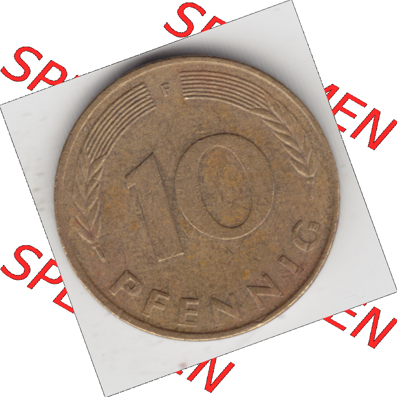 BRD Münze Deutschland Original Bild in PNG 1950-2001, Zehn 10 Pfennig 1989 F-03 Original Rückseite Farbe (1) Sammlung