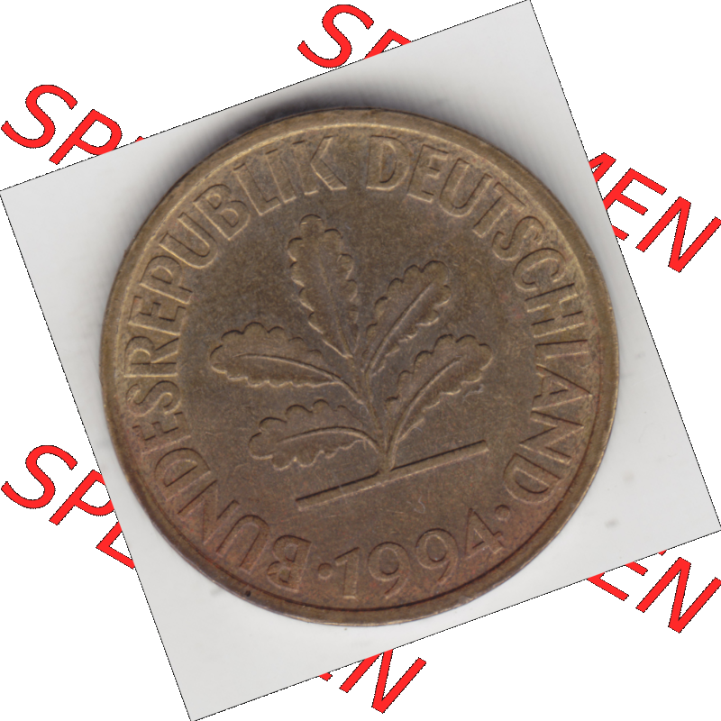 BRD Münze Deutschland Original Bild in PNG 1950-2001, Zehn 10 Pfennig 1994 D-01 Original Vorderseite Farbe (1) Sammlung