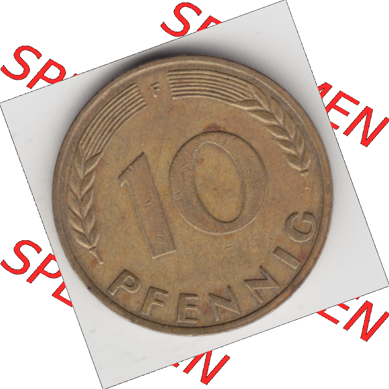 BRD Münze Deutschland Original Bild in PNG 1950-2001, Zehn 10 Pfennig 1971 F-05 Original Rückseite Farbe (1) Sammlung