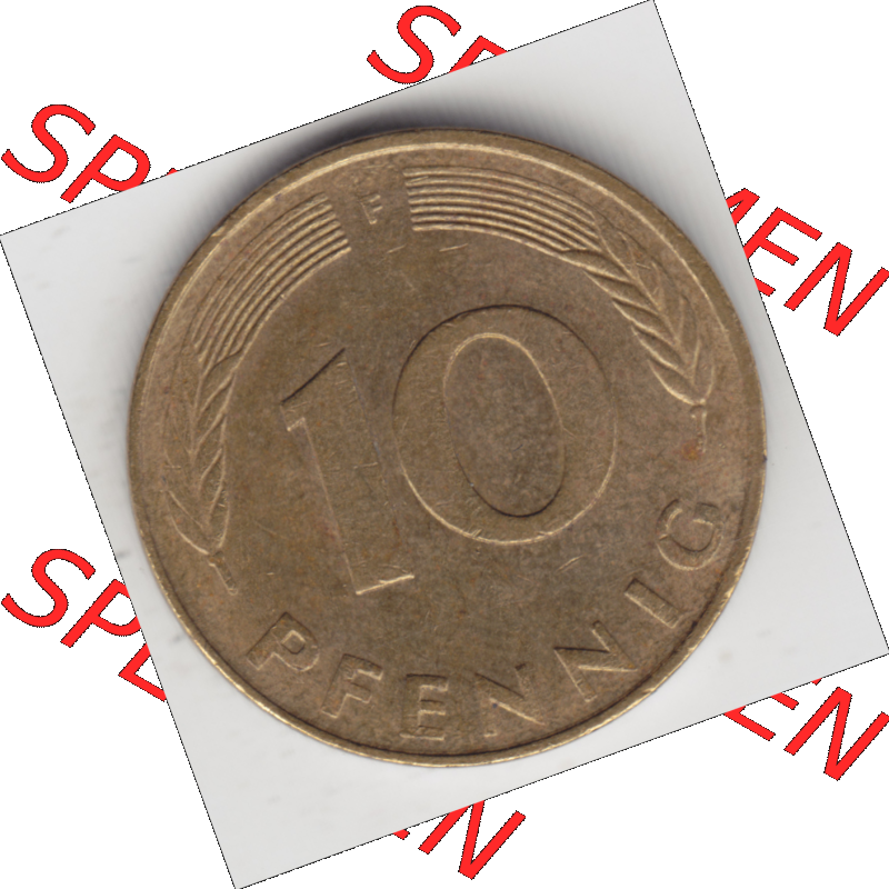 BRD Münze Deutschland Original Bild in PNG 1950-2001, Zehn 10 Pfennig 1989 F-01 Original Rückseite Farbe (1) Sammlung
