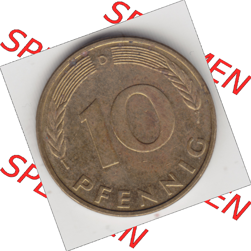 BRD Münze Deutschland Original Bild in PNG 1950-2001, Zehn 10 Pfennig 1988 D-01 Original Rückseite Farbe (1) Sammlung