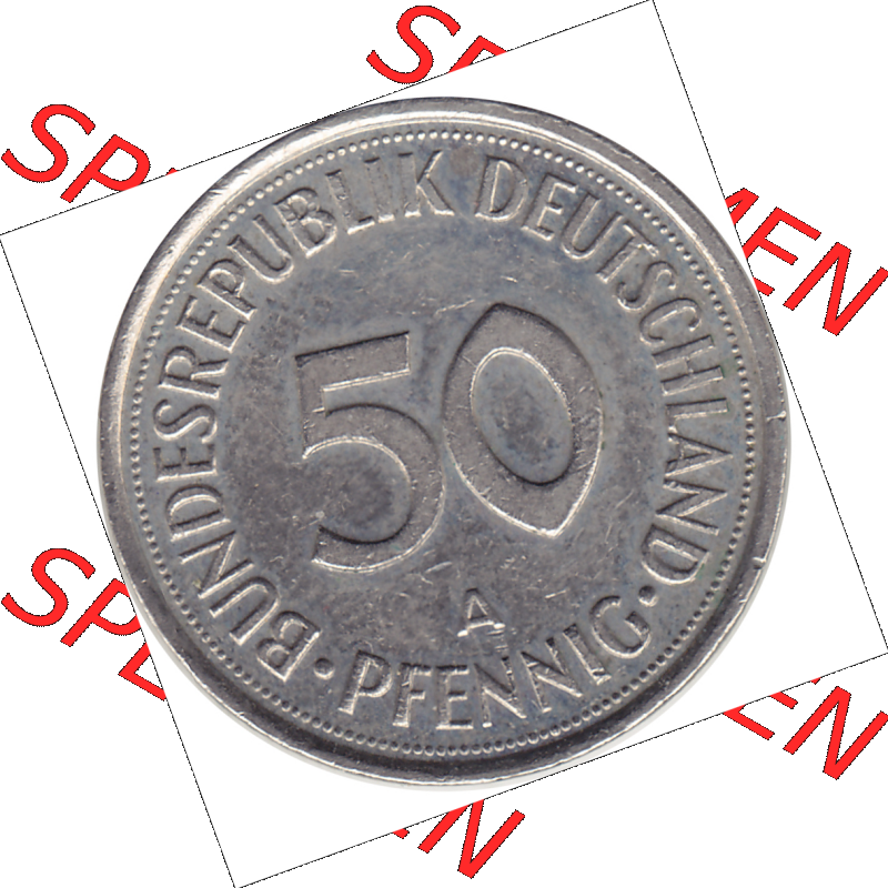 BRD Münze Deutschland Original Bild in PNG 1990-2001, Fünfzig 50 Pfennig 1994 A RS ausgeschnitten Farbe (1) - Das farbiges Digital Bild / Foto der 50 Pfennig Münze der... Sammlung