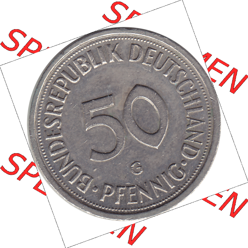 BRD Münze Deutschland Original Bild in PNG 1950-2001, Fünfzig 50 Pfennig 1991 G RS ausgeschnitten Farbe (1) - Das farbiges Digital Bild / Foto der 50 Pfennig Münze der... Sammlung