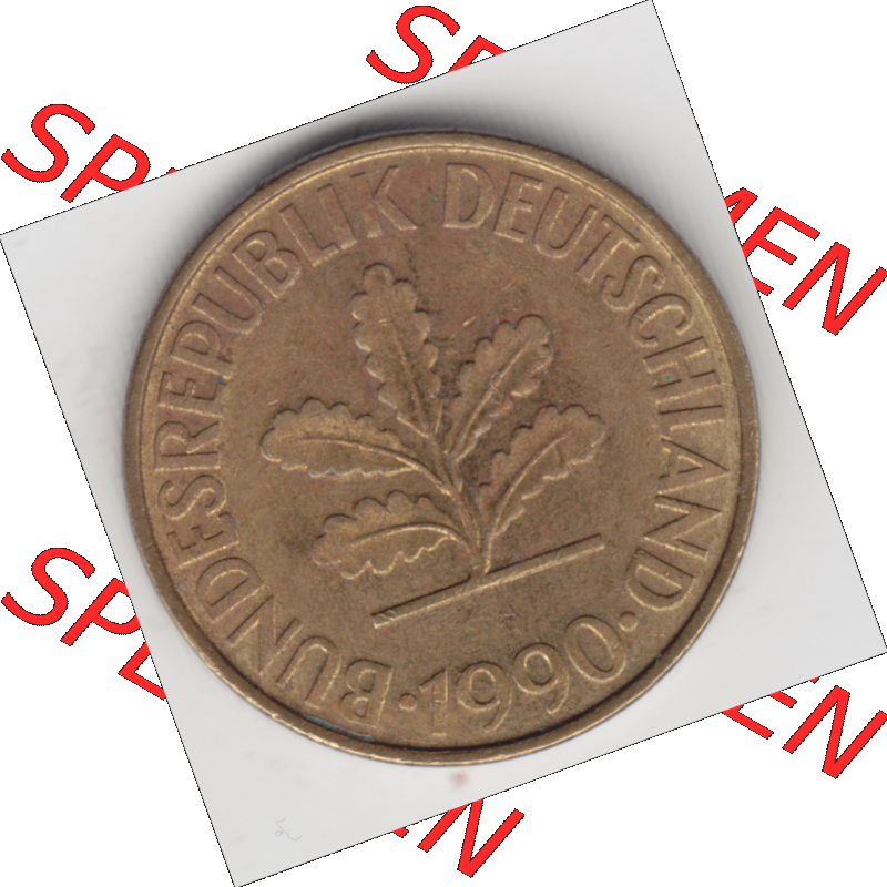 BRD Münze Deutschland Original Bild in PNG 1990-2001, Zehn 10 Pfennig 1990 A-01 Original Vorderseite Farbe (1) Sammlung