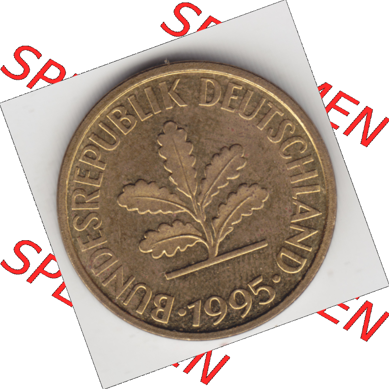 BRD Münze Deutschland Original Bild in PNG 1950-2001, Zehn 10 Pfennig 1995 F-04 Original Vorderseite Farbe (1) Sammlung