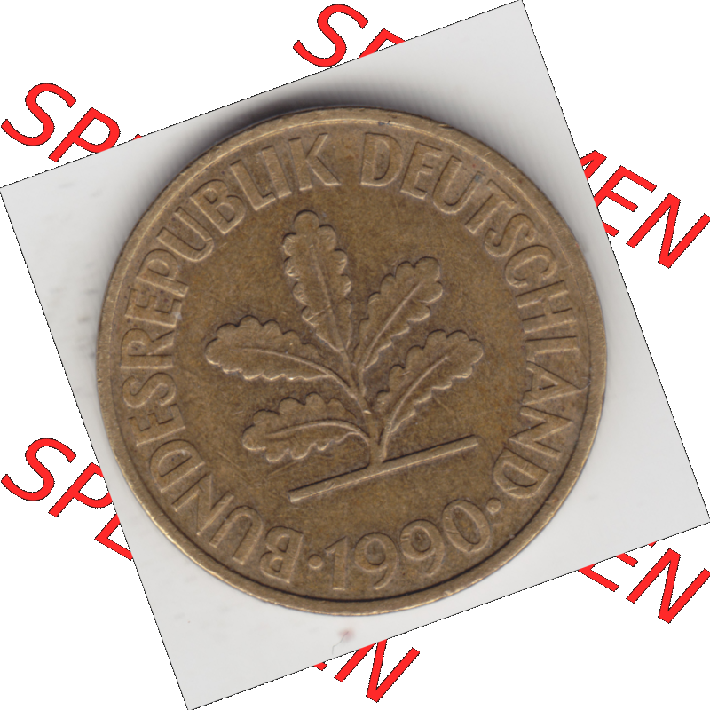 BRD Münze Deutschland Original Bild in PNG 1950-2001, Zehn 10 Pfennig 1990 D-01 Original Vorderseite Farbe (1) Sammlung