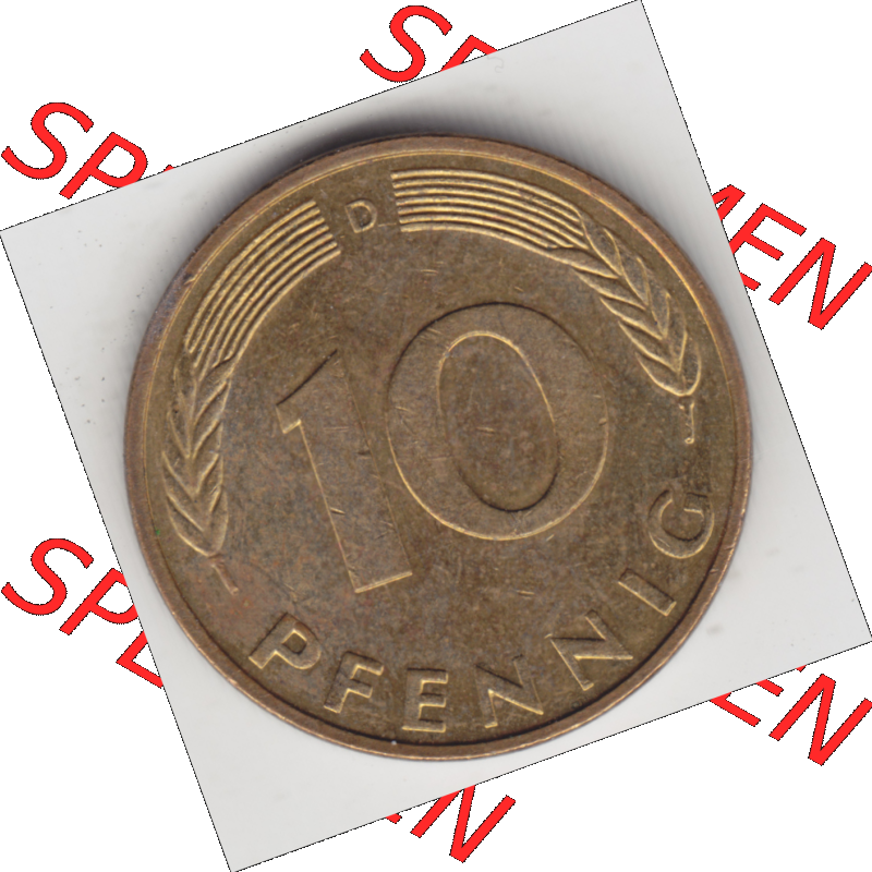 BRD Münze Deutschland Original Bild in PNG 1950-2001, Zehn 10 Pfennig 1991 D-01 Original Rückseite Farbe (1) Sammlung