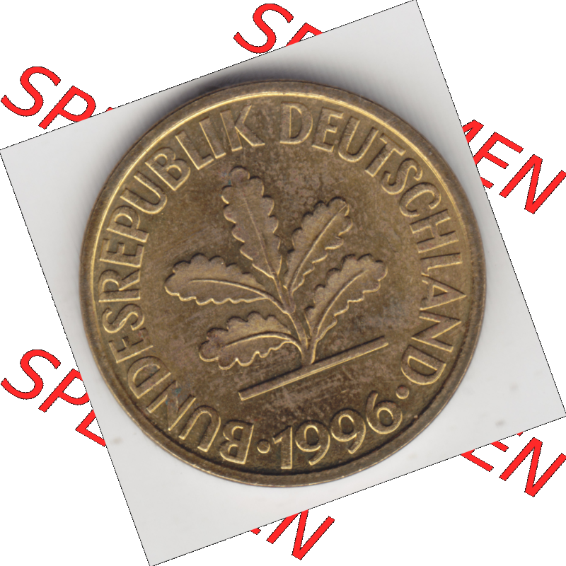 BRD Münze Deutschland Original Bild in PNG 1950-2001, Zehn 10 Pfennig 1996 D-01 Original Vorderseite Farbe (1) Sammlung