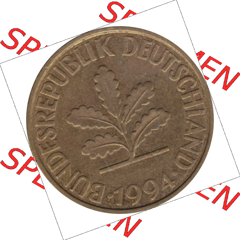 BRD Münze Deutschland Original Bild in PNG 1950-2001, Zehn 10 Pfennig 1994 G-12 VS ausgeschnitten Farbe (1) Sammlung