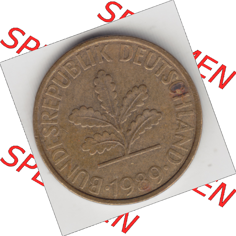 BRD Münze Deutschland Original Bild in PNG 1950-2001, Zehn 10 Pfennig 1989 J-12 Original Vorderseite Farbe (1) Sammlung