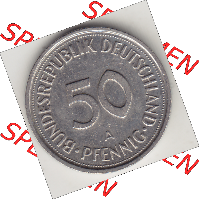 BRD Münze Deutschland Original Bild in PNG 1990-2001, Fünfzig 50 Pfennig 1992 A Original Rückseite Farbe (1) - Das farbiges Digital Bild / Foto der 50 Pfennig Münze... Sammlung